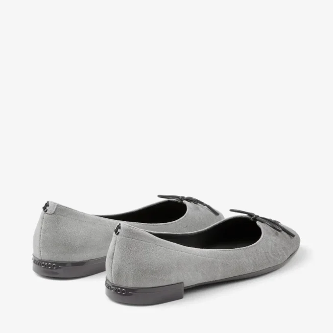 Scarlett ballerina’s in duifgrijs suède en denim