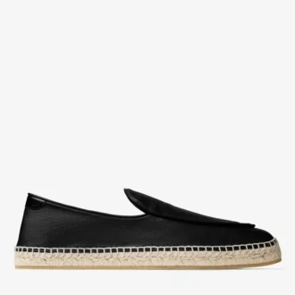 Shenton Espadrille Zwarte Espadrilles van getrommeld leer
