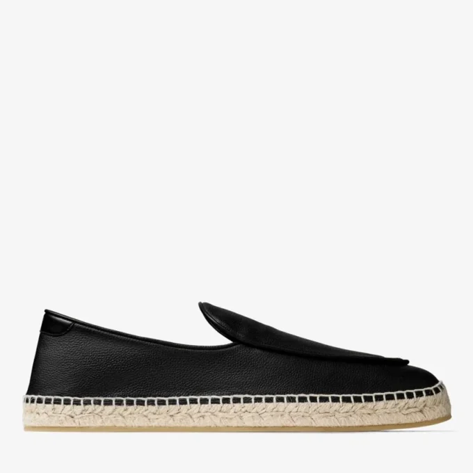Shenton Espadrille Zwarte Espadrilles van getrommeld leer Shenton Espadrille Zwarte Espadrilles van getrommeld leer