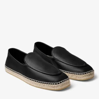 Shenton Espadrille Zwarte Espadrilles van getrommeld leer