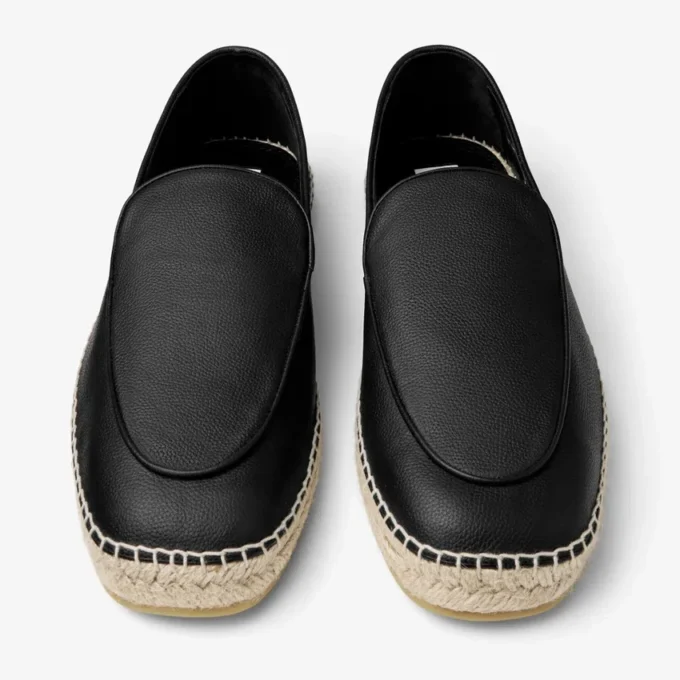 Shenton Espadrille Zwarte Espadrilles van getrommeld leer Shenton Espadrille Zwarte Espadrilles van getrommeld leer