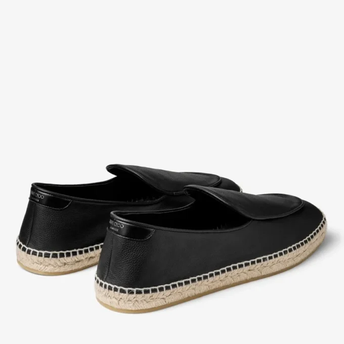 Shenton Espadrille Zwarte Espadrilles van getrommeld leer Shenton Espadrille Zwarte Espadrilles van getrommeld leer