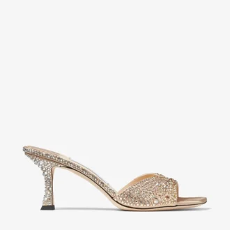 Skye 70 gouden satijnen sandalen met kristallen