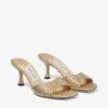 Skye 70 gouden satijnen sandalen met kristallen