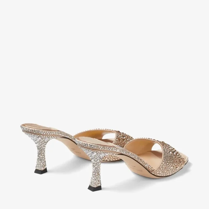 Skye 70 gouden satijnen sandalen met kristallen