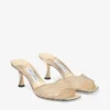 Skye 70 Goudkleurige sandalen van Illusion Crystal Mesh en Liquid Metal-leer