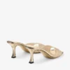 Skye 70 Goudkleurige sandalen van Illusion Crystal Mesh en Liquid Metal-leer