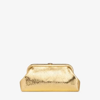 Skylar gouden Candy Wrap-leren clutch met vierkante Jc-sluiting