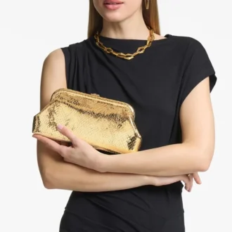 Skylar gouden Candy Wrap-leren clutch met vierkante Jc-sluiting
