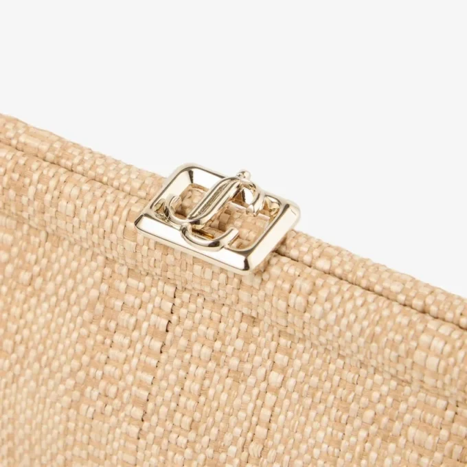 Skylar natuurlijke fijne raffia clutch met vierkante Jc-sluiting Skylar natuurlijke fijne raffia clutch met vierkante Jc-sluiting