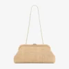 Skylar natuurlijke fijne raffia clutch met vierkante Jc-sluiting Skylar natuurlijke fijne raffia clutch met vierkante Jc-sluiting