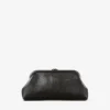 Skylar zwarte glanzende clutch van leer met slangenprint en vierkante JC-sluiting Skylar zwarte glanzende clutch van leer met slangenprint en vierkante JC-sluiting