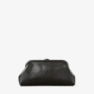 Skylar zwarte glanzende clutch van leer met slangenprint en vierkante JC-sluiting