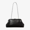 Skylar zwarte glanzende clutch van leer met slangenprint en vierkante JC-sluiting Skylar zwarte glanzende clutch van leer met slangenprint en vierkante JC-sluiting