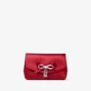Soft Bow Mini Bag Robijnrode satijnen minitas met kristallen strik