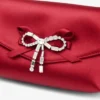 Soft Bow Mini Bag Robijnrode satijnen minitas met kristallen strik