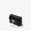 Soft Bow Mini Bag Zwarte satijnen mini-tas met kristallen strik