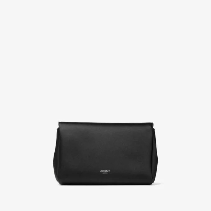 Soft Bow Mini Bag Zwarte satijnen mini-tas met kristallen strik