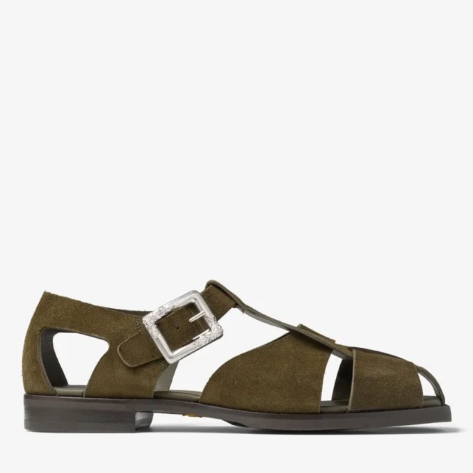 Sol Slide mosgroene sandalen van fluweel suède Sol Slide mosgroene sandalen van fluweel suède