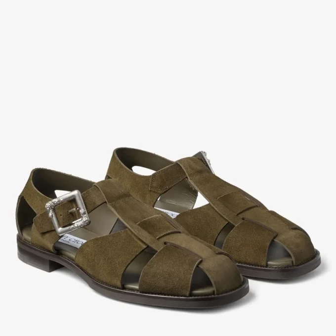 Sol Slide mosgroene sandalen van fluweel suède Sol Slide mosgroene sandalen van fluweel suède
