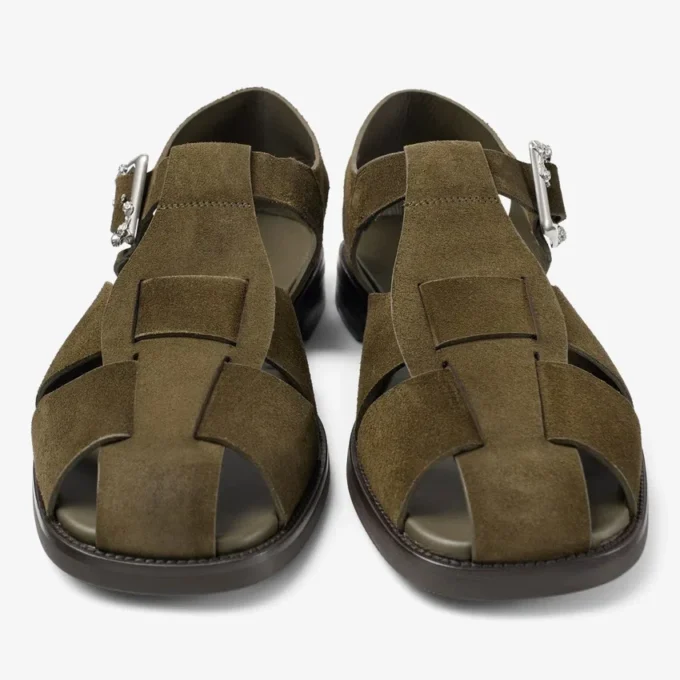 Sol Slide mosgroene sandalen van fluweel suède Sol Slide mosgroene sandalen van fluweel suède