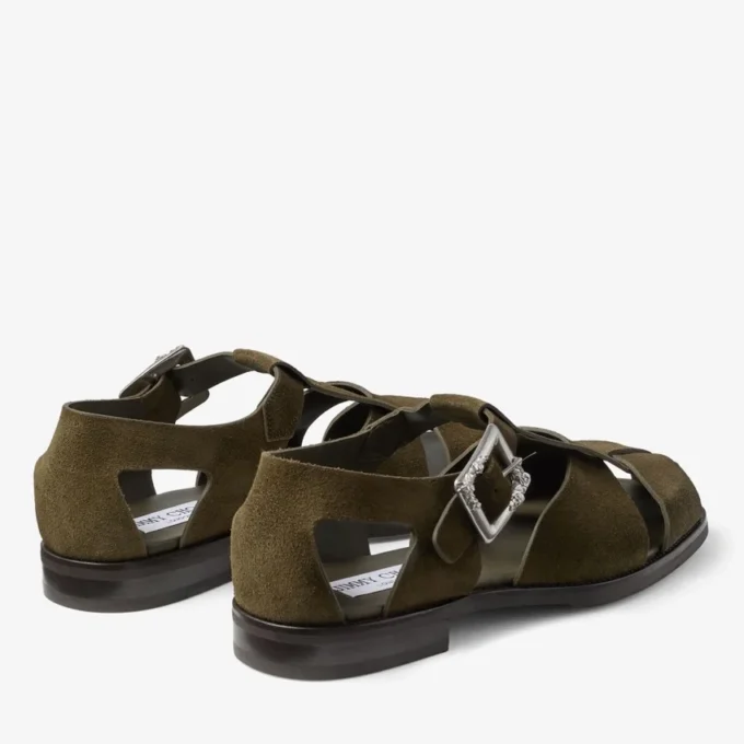Sol Slide mosgroene sandalen van fluweel suède Sol Slide mosgroene sandalen van fluweel suède