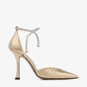 Stevie 100 gouden pumps met gekreukt metallic bovenwerk