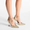 Stevie 100 gouden pumps met gekreukt metallic bovenwerk