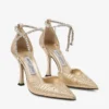 Stevie 100 gouden pumps met gekreukt metallic bovenwerk
