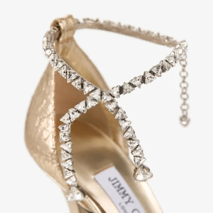 Stevie 100 gouden pumps met gekreukt metallic bovenwerk