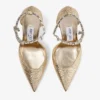Stevie 100 gouden pumps met gekreukt metallic bovenwerk