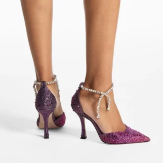 Stevie 100 Winter Bloom en Violet Orchid Mix satijnen pumps met dégradé-kristallen