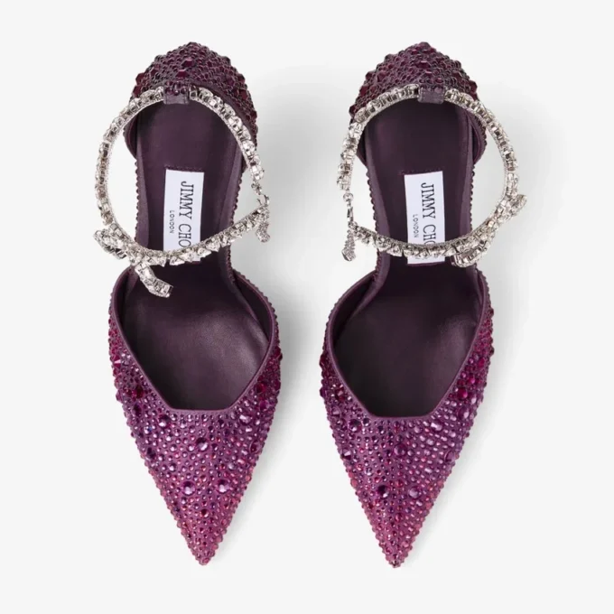 Stevie 100 Winter Bloom en Violet Orchid Mix satijnen pumps met dégradé-kristallen Stevie 100 Winter Bloom en Violet Orchid Mix satijnen pumps met dégradé-kristallen
