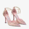 Stevie 100 zijdezachte blush satijnen pumps met kristallen Stevie 100 zijdezachte blush satijnen pumps met kristallen