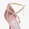 Stevie 100 zijdezachte blush satijnen pumps met kristallen Stevie 100 zijdezachte blush satijnen pumps met kristallen