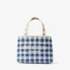 Strandtas East-West Mini Marine Mix en Ecru Gingham Raffia Mini Strandtas met handvat Strandtas East-West Mini Marine Mix en Ecru Gingham Raffia Mini Strandtas met handvat