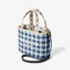 Strandtas East-West Mini Marine Mix en Ecru Gingham Raffia Mini Strandtas met handvat Strandtas East-West Mini Marine Mix en Ecru Gingham Raffia Mini Strandtas met handvat