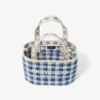 Strandtas East-West Mini Marine Mix en Ecru Gingham Raffia Mini Strandtas met handvat Strandtas East-West Mini Marine Mix en Ecru Gingham Raffia Mini Strandtas met handvat