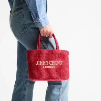 Strandtas East-West Mini Ruby Red en Light Gold Mini strandtas met handvatten