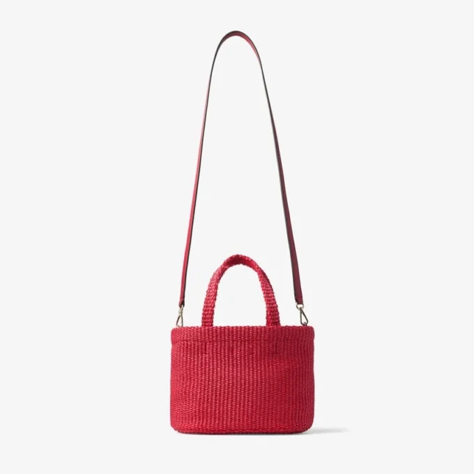 Strandtas East-West Mini Ruby Red en Light Gold Mini strandtas met handvatten Strandtas East-West Mini Ruby Red en Light Gold Mini strandtas met handvatten