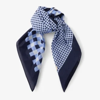 Sula Bandana Katoenen bandana met marineblauwe ginghamprint