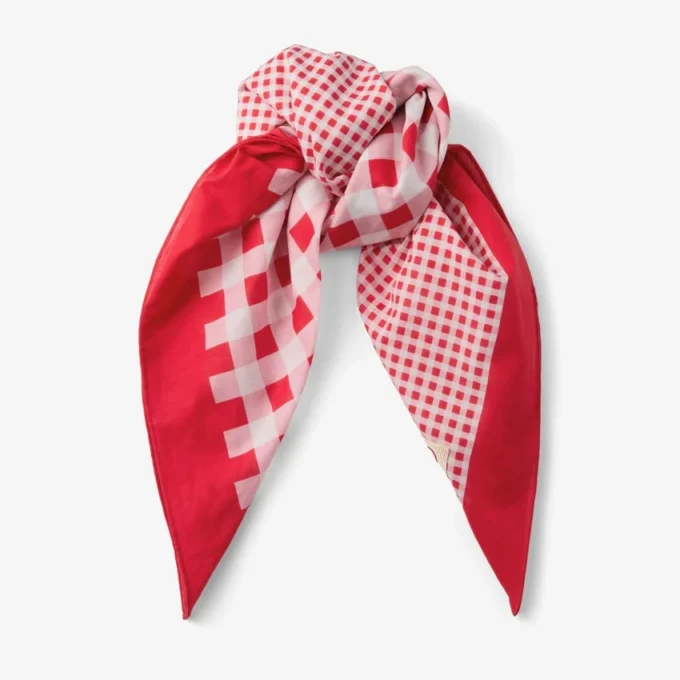 Sula Bandana Ruby Red Mix Gingham Print Katoenen Bandana