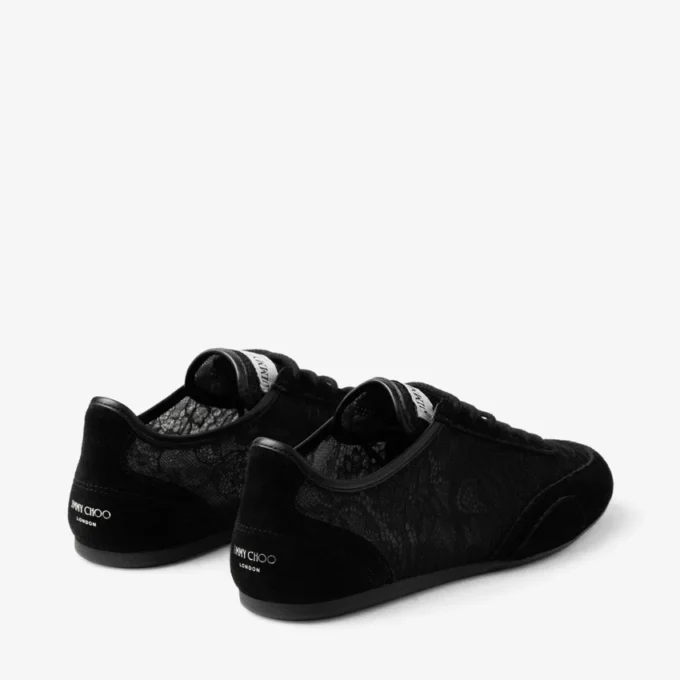 Sunny F zwarte leren mix en jimmy choo lage veterschoenen Sunny F zwarte leren mix en jimmy choo lage veterschoenen