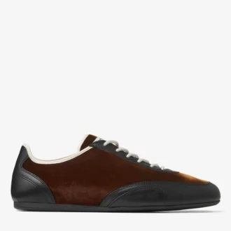 Sunny M lage sneakers van bronskleurig gemengd leer en fluweel