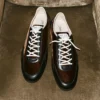 Sunny M lage sneakers van bronskleurig gemengd leer en fluweel Sunny M lage sneakers van bronskleurig gemengd leer en fluweel