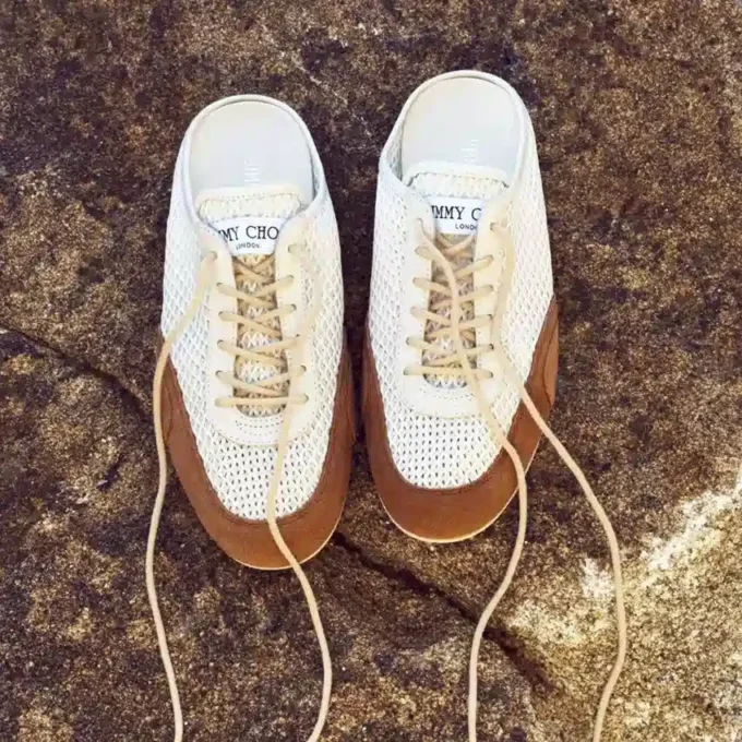 Sunny Mule F Lage sneakers van een mix van latte- en toffee-kleurig leer en Diamond-vormig mesh Sunny Mule F Lage sneakers van een mix van latte- en toffee-kleurig leer en Diamond-vormig mesh