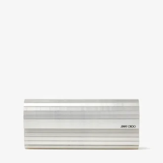 Sweetie ivoorkleurige parelmoeren clutch met zilveren kettingriem