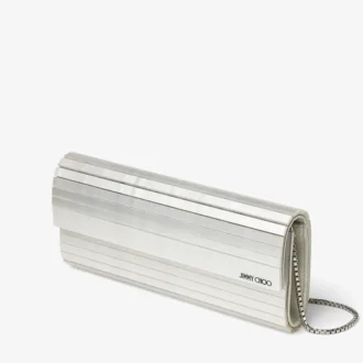 Sweetie ivoorkleurige parelmoeren clutch met zilveren kettingriem