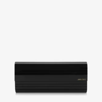 Sweetie zwarte acryl clutch met gouden kettingriem