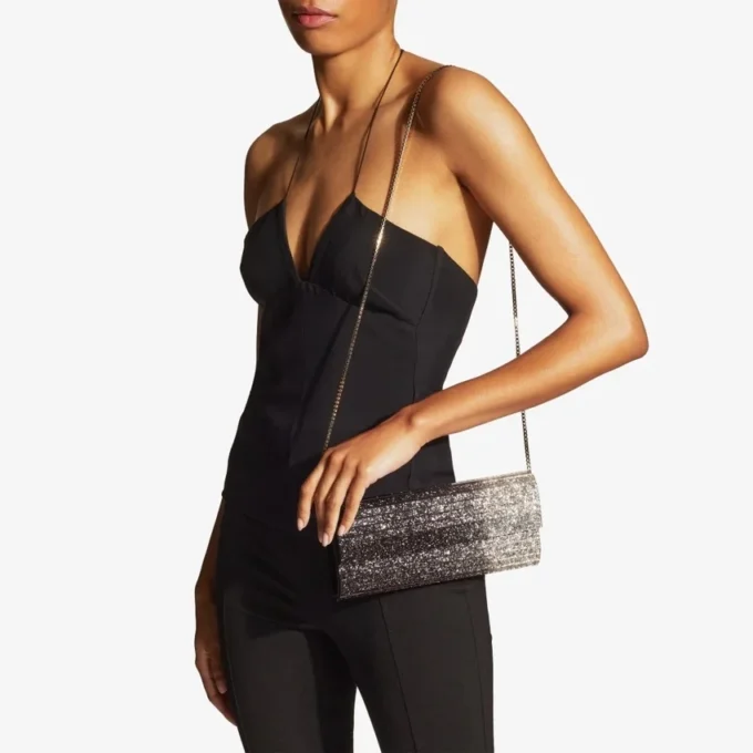 Sweetie zwarte en champagnekleurige DéGradé glitter acryl clutch Sweetie zwarte en champagnekleurige DéGradé glitter acryl clutch